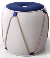 Pufas Hanah Home Fora v2, mėlynas/baltas, 42 cm x 42 cm x 44 cm