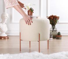 spalvoti pufai - Pufas Hanah Home Copper 46, vario/kreminės spalvos, 40 cm x 40 cm x 42 cm - 5 nuotrauka