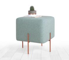 pufas zalia - Pufas Hanah Home Copper 54 Sea Green, šviesiai žalia, 40 cm x 40 cm x 42 cm - 2 nuotrauka