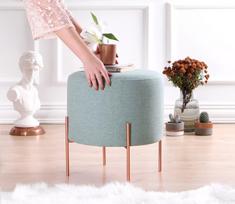 pufas zalia - Pufas Hanah Home Copper 43 Sea Green, šviesiai žalia, 40 cm x 40 cm x 42 cm - 5 nuotrauka