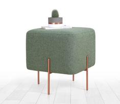 pufas zalia - Pufas Hanah Home Copper 52, žalias/vario, 40 cm x 40 cm x 42 cm - 2 nuotrauka