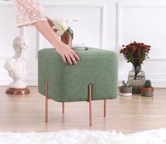 pufas zalia - Pufas Hanah Home Copper 52, žalias/vario, 40 cm x 40 cm x 42 cm - 5 nuotrauka