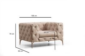fotelis hanah - Fotelis Hanah Home Como Ecru, smėlio, 108 cm x 90 cm x 70 cm - 3 nuotrauka