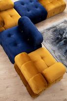 sofa kreslas fotelis - Fotelis Hanah Home Bubble O1 Velvet, mėlynas, 95 cm x 95 cm x 75 cm - 6 nuotrauka