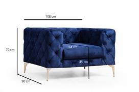 fotelis hanah - Fotelis Hanah Home Como Navy Blue, tamsiai mėlyna, 108 cm x 90 cm x 70 cm - 3 nuotrauka