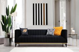 triviete sof - Sofa Hanah Home Bellino, juoda, universalus, 222 x 89 x 75 cm - 2 nuotrauka