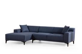 Kampinė sofa Hanah Home Petra, mėlyna, kairinė, 1440 x 250 x 69 cm