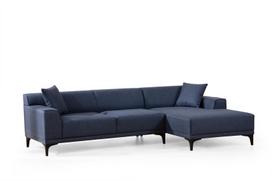 Kampinė sofa Hanah Home Petra, mėlyna, dešininė, 1440 x 250 x 69 cm