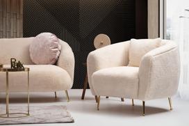 fotelis smelio spalvos - Fotelis Hanah Home Istiridye, smėlio, 85 cm x 85 cm x 80 cm - 4 nuotrauka