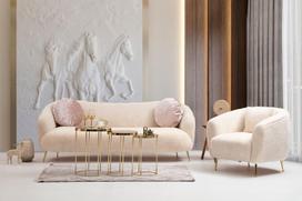 fotelis smelio spalvos - Fotelis Hanah Home Istiridye, smėlio, 85 cm x 85 cm x 80 cm - 5 nuotrauka