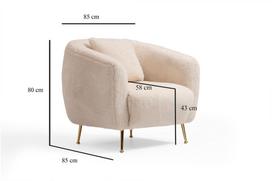 fotelis smelio spalvos - Fotelis Hanah Home Istiridye, smėlio, 85 cm x 85 cm x 80 cm - 6 nuotrauka