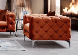 fotelis hanah - Fotelis Hanah Home Como, oranžinis, 108 cm x 90 cm x 70 cm - 4 nuotrauka