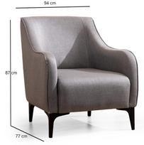 fotelis hanah - Fotelis Hanah Home Belissimo 560ARE1742, pilkas, 77 cm x 94 cm x 87 cm - 3 nuotrauka