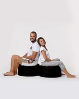 pufas juodas - Pufas Hanah Home Round, juodas, 55 cm x 55 cm x 30 cm - 10 nuotrauka