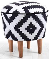 Pufas Hanah Home Luiz, baltas/juodas, 42 cm x 42 cm x 42 cm