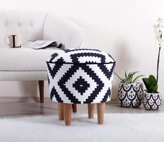pufas juodas - Pufas Hanah Home Luiz, baltas/juodas, 42 cm x 42 cm x 42 cm - 2 nuotrauka