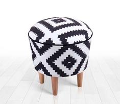 pufas juodas - Pufas Hanah Home Luiz, baltas/juodas, 42 cm x 42 cm x 42 cm - 3 nuotrauka