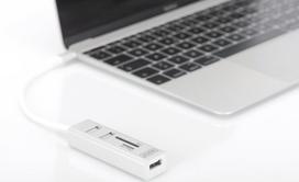 sd card usb c reader -  Digitus USB-C - 3 x USB/SD/MicroSD DA-70243, balta - 2 nuotrauka