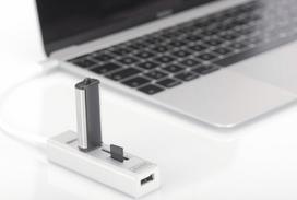 sd card usb c reader -  Digitus USB-C - 3 x USB/SD/MicroSD DA-70243, balta - 3 nuotrauka