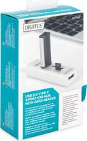 sd card usb c reader -  Digitus USB-C - 3 x USB/SD/MicroSD DA-70243, balta - 6 nuotrauka