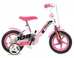 Vaikiškas dviratis Dino Bikes, 10”, rožinis/baltas