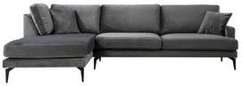 Kampinė sofa Hanah Home Papira, antracito, kairinė, 283 x 180 x 88 cm