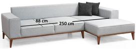 kampine sofa lova - Kampinė sofa Hanah Home Montana, šviesiai pilka, dešininė, 288 x 160 x 85 cm - 6 nuotrauka