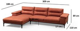 Pirkti Kampinė sofa Hanah Home Hollywood 859FTN2028, oranžinė, kairinė, 309 x 188 x 89 cm - Photo 9