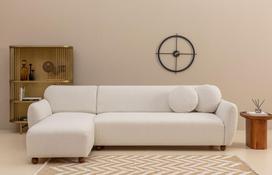 kampai sofos - Kampinė sofa Hanah Home Eddy 560ARE1198, balta, kairinė, 162 x 273 x 86 cm - 8 nuotrauka