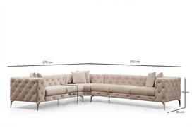 minkstas kampas rudas - Kampinė sofa Hanah Home Como Ecru, smėlio ruda, dešininė, 270 x 310 x 73 cm - 6 nuotrauka
