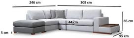 Pirkti Kampinė sofa Hanah Home Loop 3, pilka/šviesiai pilka, kairinė, 308 x 246 x 85 cm - Photo 10