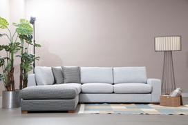kampines sofos - Kampinė sofa Hanah Home Loop 1, pilka/šviesiai pilka, kairinė, 266 x 95 x 85 cm - 6 nuotrauka