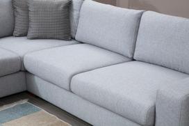 kampines sofos - Kampinė sofa Hanah Home Loop 1, pilka/šviesiai pilka, kairinė, 266 x 95 x 85 cm - 7 nuotrauka