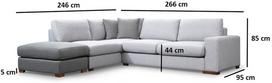 kampines sofos - Kampinė sofa Hanah Home Loop 1, pilka/šviesiai pilka, kairinė, 266 x 95 x 85 cm - 9 nuotrauka
