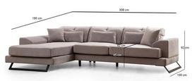 Pirkti Kampinė sofa Hanah Home Frido 560ARE1222, šviesiai pilka, kairinė, 190 x 308 x 92 cm - Photo 3
