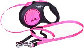 pavadelis flexi m - FLEXI New Neon M Tape 5 m pink automatinis pavadėlis - 2 nuotrauka