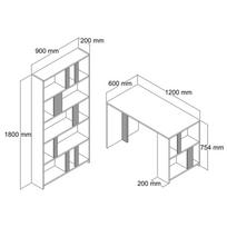 stalas knyga - Kalune Design Studijų stalas ir knygų lentynos Lima - Baltas, Walnut - 3 nuotrauka