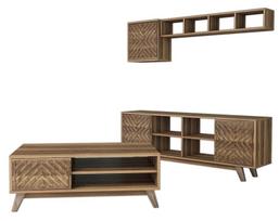 Svetainės baldų komplektas Kalune Design 845(XIV), tamsiai rudas