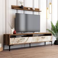 marmuro staliukas - Kalune Design TV vienetas Stambulas - riešutmedžio, balto marmuro - 3 nuotrauka