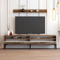 marmuro staliukas - Kalune Design TV vienetas Stambulas - riešutmedžio, balto marmuro - 4 nuotrauka
