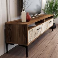 marmuro staliukas - Kalune Design TV vienetas Stambulas - riešutmedžio, balto marmuro - 5 nuotrauka