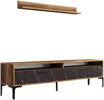 Kalune Design TV vienetas Stambulas - riešutmedžio, juodas marmuras