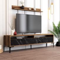 graikiniai riesutai - Kalune Design TV vienetas Stambulas - riešutmedžio, juodas marmuras - 3 nuotrauka