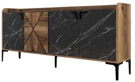 Kalune Design Konsolė Venedik - riešutas, juodasis marmuras