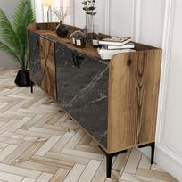 konsole staliukas juodas - Kalune Design Konsolė Venedik - riešutas, juodasis marmuras - 5 nuotrauka