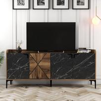 konsole staliukas juodas - Kalune Design Konsolė Venedik - riešutas, juodasis marmuras - 6 nuotrauka