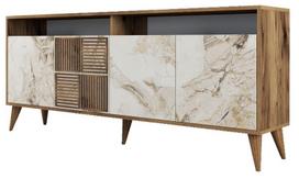 tv komoda 180 - Kalune Design Konsolė Milanas - riešutas, baltas marmuras - 1 nuotrauka