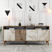 tv komoda 180 - Kalune Design Konsolė Milanas - riešutas, baltas marmuras - 2 nuotrauka