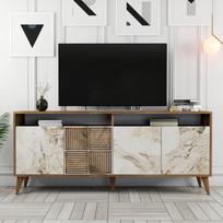 tv komoda 180 - Kalune Design Konsolė Milanas - riešutas, baltas marmuras - 6 nuotrauka