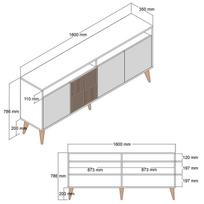 tv komoda 180 - Kalune Design Konsolė Milanas - riešutas, baltas marmuras - 7 nuotrauka